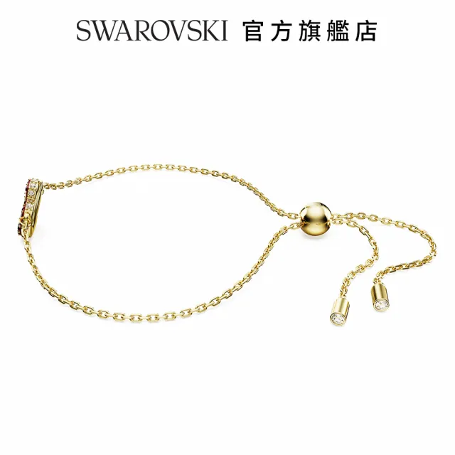 【SWAROVSKI 官方直營】Swarovski Iconic Swan 手鏈 天鵝 細碼 紅色 鍍金色色調 交換禮物