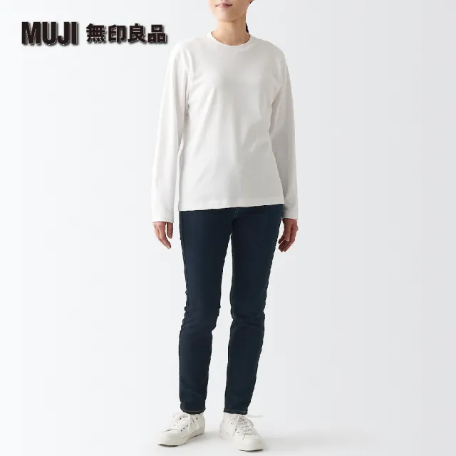 【MUJI 無印良品】女有機棉混超彈力丹寧窄版褲(暗藍)