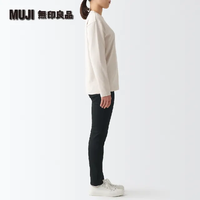 【MUJI 無印良品】女有機棉混超彈力丹寧窄版褲(黑色)