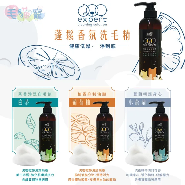 【光能淨】寵物蓬鬆香氛洗毛精480ml(白茶/葡萄柚/小蒼蘭)