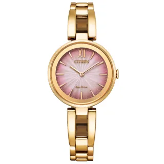 【CITIZEN 星辰】LADYS透明漸層系手鐲光動能腕錶28mm 新年禮物 交換禮物(EM0809-83Z奇蹟粉)