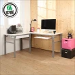 【BuyJM】MIT低甲醛木紋白L型160+80公分附抽屜鍵盤工作桌(電腦桌)