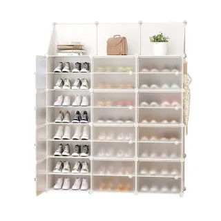 【fioJa 費歐家】多功能 側開式3列8層頂部置物 內隔2層 鞋櫃 組合鞋櫃(鞋櫃 鞋架 櫃子 防塵收納架)