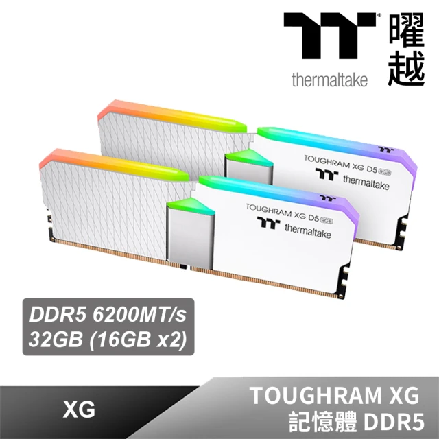 【Thermaltake 曜越】鋼影TOUGHRAM XG RGB D5 記憶體 DDR5 6200MT/s 32GB-16GBx2-白(RG34D516GX2-6200C32B)