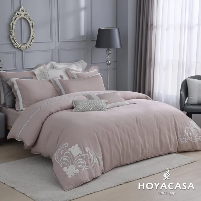 【HOYACASA】100%天絲鑲布刺繡兩用被床包組-多款任選(雙人)