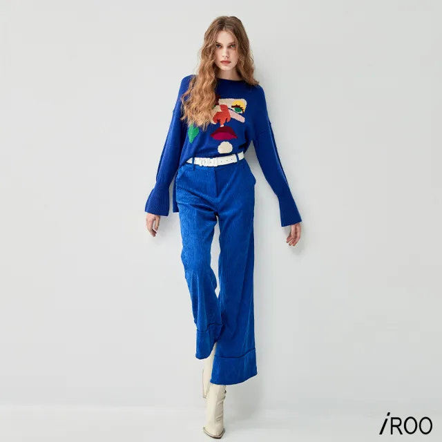 【iROO】氣質經典時尚長寬褲