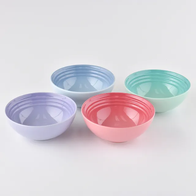 【Le Creuset】布列塔尼圓舞曲系列 早餐穀片碗 16cm 4入 薔薇粉/薄荷綠/海岸藍/粉彩紫