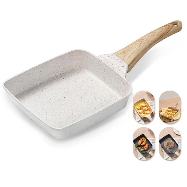 【Nil】日式玉子燒方形不沾煎鍋 厚蛋燒麥飯石鋁鍋(平底鍋 煎蛋鍋 早餐煎餅鍋 蛋餃鍋)