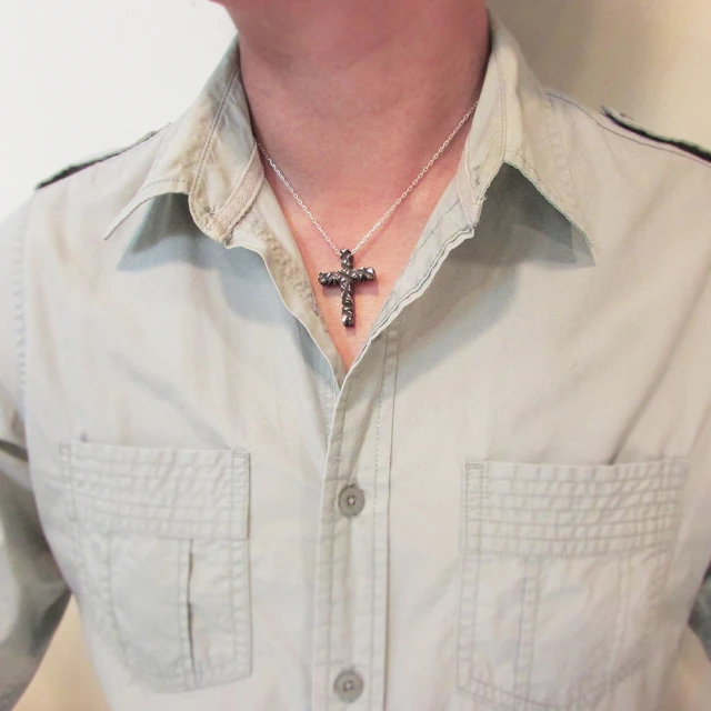 【mittag】cross c necklace_十字架c項鍊(基督教 天主教 十字架 兩面配戴 男女對鍊 銀飾)