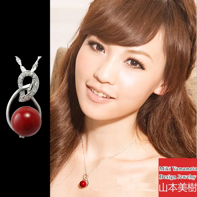 【山本美樹】星光夜月 人造紅蜜蠟奧地利水晶項鍊