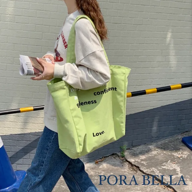 【Porabella】時尚帆布托特包 新款個性氣質大容量包 肩背帆布包 通勤族最愛 Tote Bags
