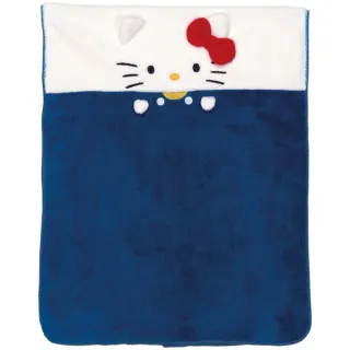 【小禮堂】Hello Kitty 造型吸水速乾擦髮巾 40x100cm - 藍白大臉款(平輸品)