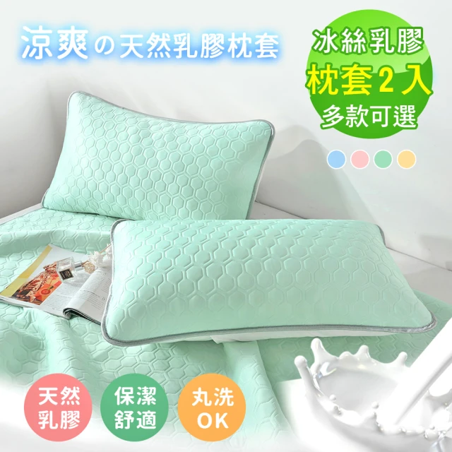 【BELLE VIE】純色 冰絲涼感QQ枕墊 美式信封枕套-2入組(45X75cm-多色任選)