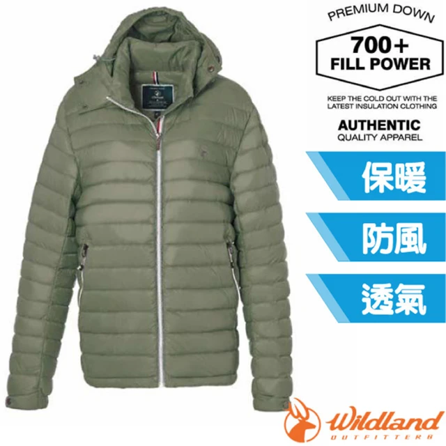 Wildland 荒野 男 700FP可回溯羽絨連帽外套.夾克.風衣/可拆帽(0B02102-150 灰濛綠)