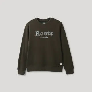 【Roots】Roots 男裝- 炫光系列 金屬文字LOGO雙面布圓領上衣(黑橄欖色)