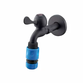 【BOSS】陶瓷長栓戶外 陽台 花園 龍頭 消光黑 附快速接頭 MZ-D-237A