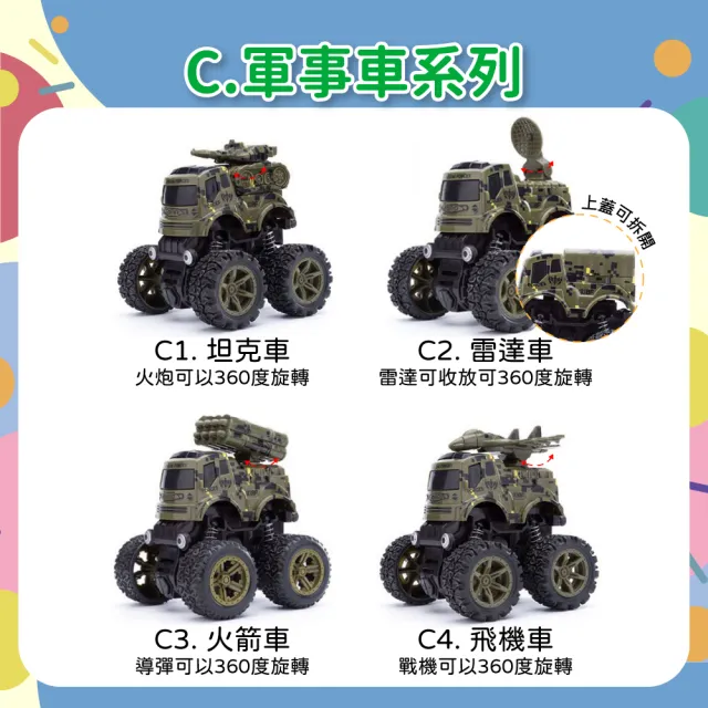 【OhBabyLaugh】慣性四驅車(玩具車/越野玩具車/慣性車/四輪避震/工程車/消防車/軍事車)