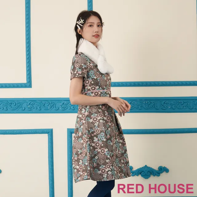 【RED HOUSE 蕾赫斯】日系花朵緹花洋裝(抹茶綠)
