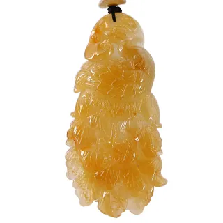 【JA-ME】天然A貨翡翠滿色黃翡浴火鳳凰玉墬(母親節禮物/現貨)