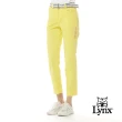 【Lynx Golf】女款彈性舒適純棉可放TEE設計後腰剪接LOGO織帶窄管九分褲(二色)