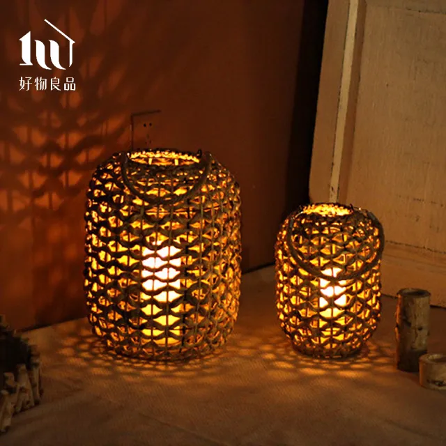 【好物良品】小款_峇里海島手工草編編織落地式裝飾籃吊掛燈(客廳陽台庭院裝飾品 飯店大廳擺飾品)