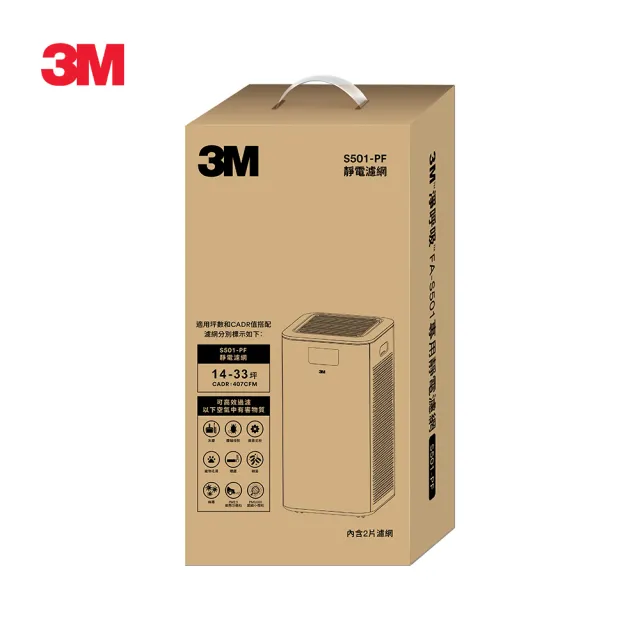 【3M】原廠濾網 全濾型空氣清淨機專用濾網2片組 S501-PF(適用機型：FA-S501)