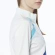 【Lynx Golf】女款吸溼排汗流線感跳色印花長袖立領POLO衫/高爾夫球衫(白色)