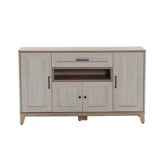 【H&D 東稻家居】BaroQue韓風淺木紋餐櫥櫃下座-150cm