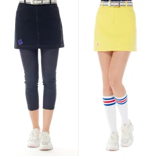 【Lynx Golf】女款純棉彈性舒適LOGO針織帶設計山貓貼布造型繡花運動短裙(二色)