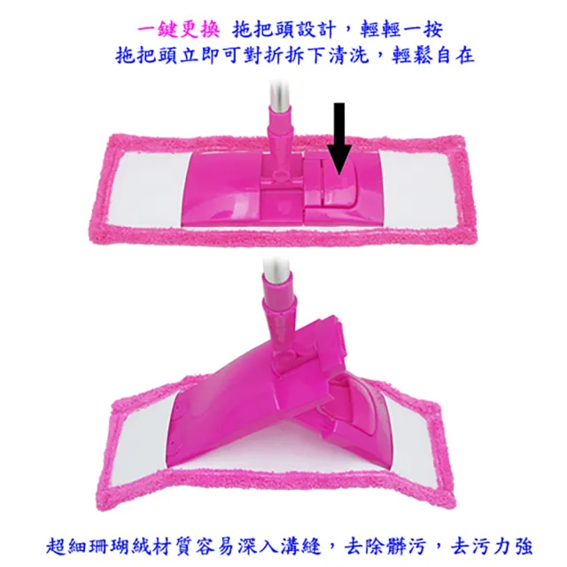 【月陽】可伸縮加寬型超細珊瑚絨靜電不鏽鋼除塵拖把平板拖把(1018)