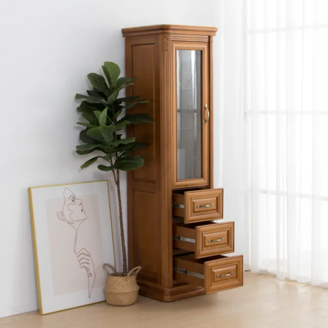 【IDEA】歐式復古浮雕實木收納置物櫃/展示櫃(書櫃)