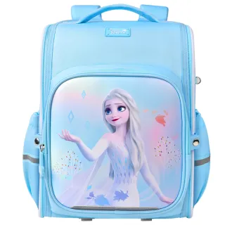 【Disney 迪士尼】冰雪奇緣艾莎公主全開式透氣護脊減負中低年級兒童書包(平輸品)