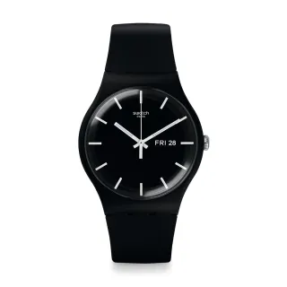 【SWATCH】New Gent 原創系列手錶 MONO BLACK AGAIN 男錶 女錶 瑞士錶 錶(41mm)