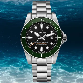 【TITONI 梅花錶】海洋探索 SEASCOPER 300 陶瓷錶圈 瑞士天文台官方認證 潛水機械腕錶(83300S-GN-702)