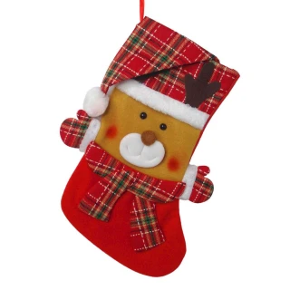 【摩達客】耶誕-蘇格蘭反摺聖誕帽造型聖誕襪-麋鹿款
