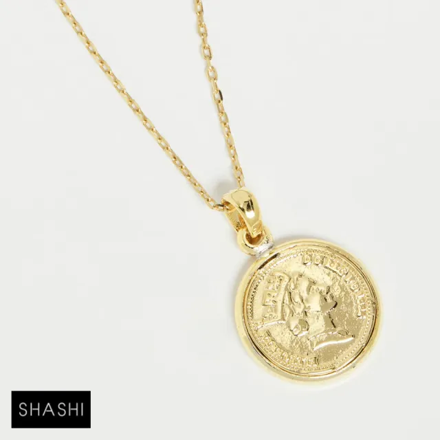 【SHASHI】紐約品牌 Baby Warrior 金色錢幣項鍊 親愛的勇士(錢幣項鍊)