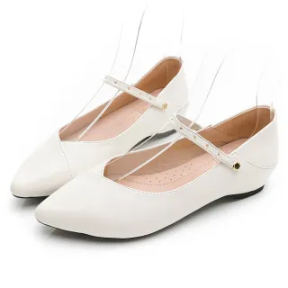 【GDC】輕甜少女鉚釘兩穿式尖頭平底包鞋-米色(124905-10)