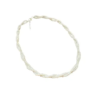 【Elegant 珍愛宣言】優雅清新雙串麻花天然小珍珠頸鍊(雙串珍珠頸鍊 淡水小珍珠頸鍊 禮物)