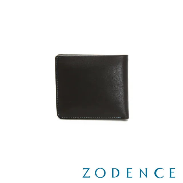 【ZODENCE 佐登司】SEAL進口牛皮4卡零錢袋短夾(深灰/男夾)