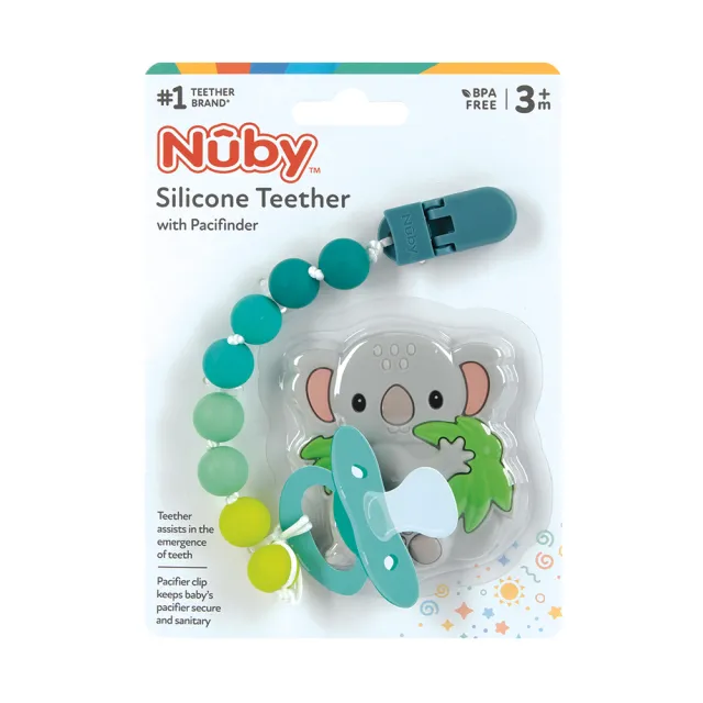【Nuby】矽膠造型固齒奶嘴鍊組(單入)