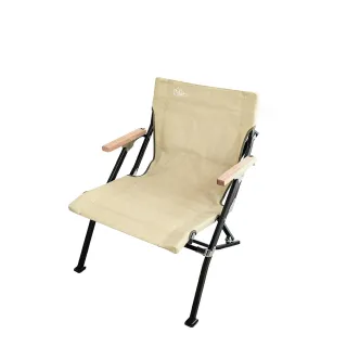【Outdoorbase】踏浪矮背椅-卡其色(折疊椅 露營椅 休閒椅 野餐椅 海灘椅 登山椅)