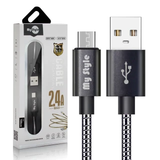 【MyStyle】Micro USB 2.4A 鋁風快速傳輸彈簧充電線 4色可選
