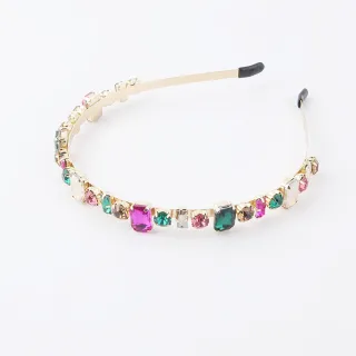 【Jpqueen】韓版細小彩色水鑽金屬髮箍(彩色)
