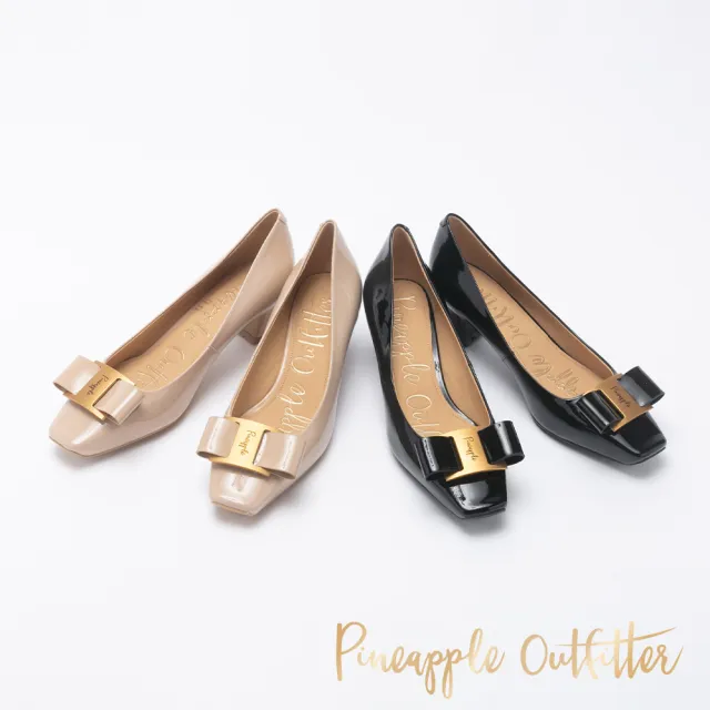 【Pineapple Outfitter】PEMOTA 品牌釦真皮方頭低跟鞋(粉色)