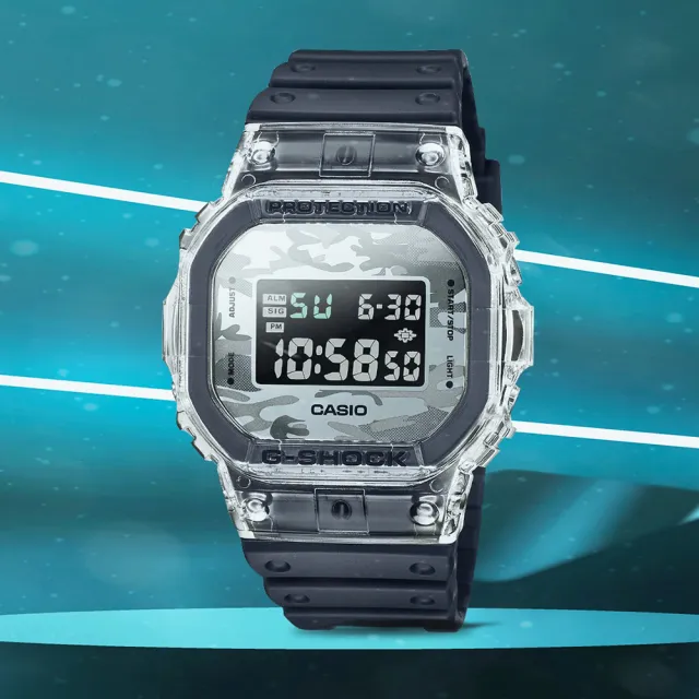 CASIO 卡西歐】G-SHOCK 透明迷彩經典方形電子錶(DW-5600SKC-1) - momo