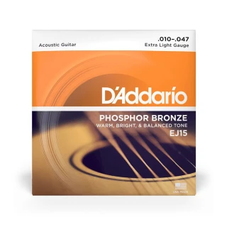 【D’Addario】EJ15  磷青銅 民謠吉他弦 10-47(原廠公司貨 商品保固有保障)