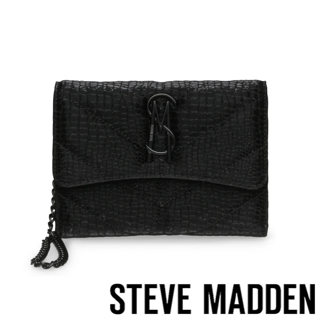 STEVE MADDEN BASHA-C 蛇紋皮夾式信封斜背包(黑色)