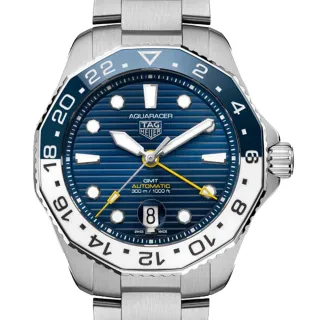 【TAG HEUER 豪雅】AQUARACER GMT藍白機械款x43mm(WBP2010.BA0632)