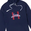【Tommy Hilfiger】TOMMY 經典印刷大H文字圖案連帽T恤 上衣-深藍色(平輸品)