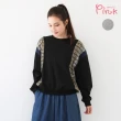 【PINK NEW GIRL】圓領編織紋拼接長袖上衣 J4309SD(2色)